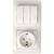 Schneider electric GLOSSA БЛОК: розетка с заземлением со шторками+3-кл. выкл. белый GSL000178