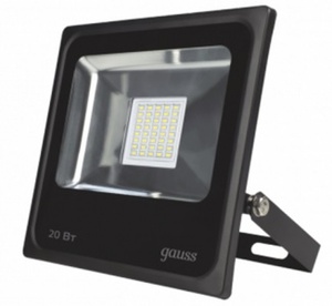 Gauss прожектор светодиодный 20W IP65 6500К черный 613100320