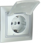 Lezard MIRA розетка с крышкой Серебро 701-1010-123