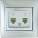 Lezard MIRA розетка ТF двойная Серебро 701-1010-138