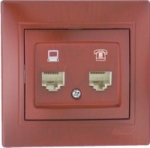 Lezard MIRA розетка ТF+КОМПЬЮТЕР вишня 701-0601-143