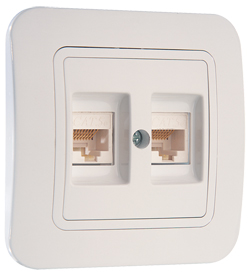 Makel Lillium розетка CAT5e + CAT5e белая 71036